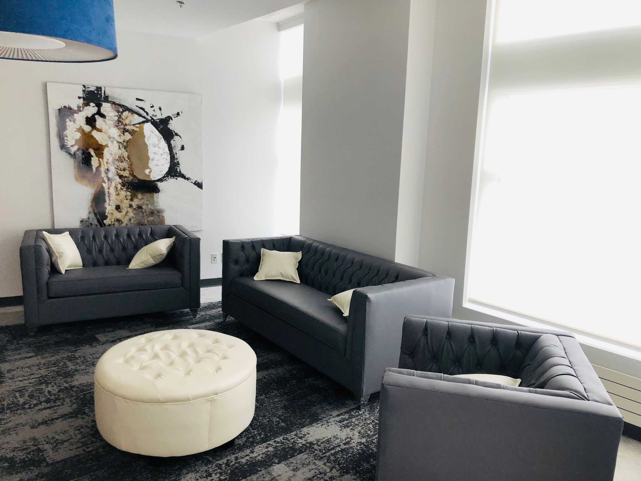 Gray tufted Coloured 3-Sofa Set