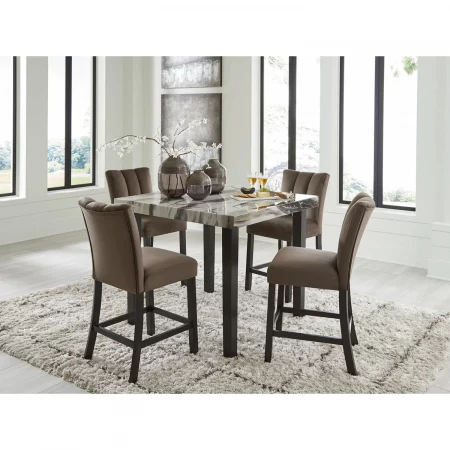 D822 Pub Jazmore Counter Dining Set - Dark Brown/Beige / 5 - Piece
