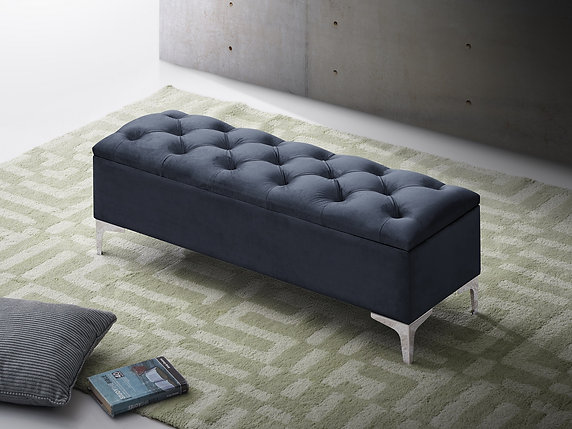 Black Velvet Storage Bench Storage Velvet Bench