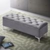 Grey Velvet Storage Bench Storage Velvet Bench