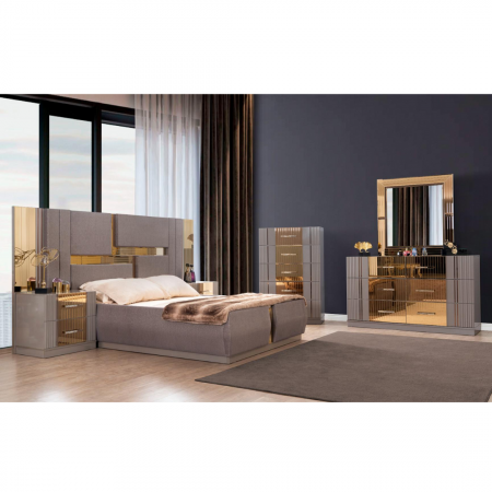 Lorenzo Gold Mirrored High-Gloss Bedroom Set