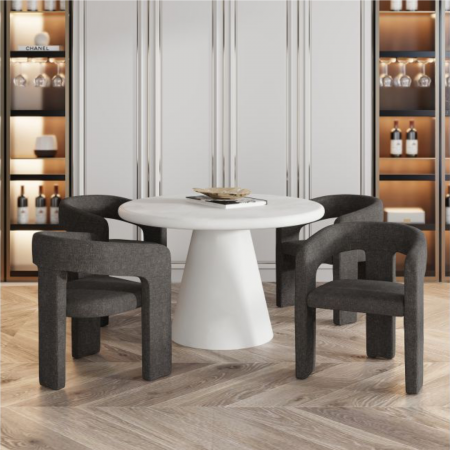 GALIO AND AMARA 5PC DINING SET - WHITE TABLE AND CHARCOAL CHAIRS Galio and Amara 5PC Set